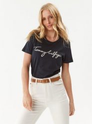 Tommy Hilfiger T-Shirt Heritage Graphic Tee WW0WW24967 Granatowy Regular Fit. Niebieskie t-shirty damskie Tommy Hilfiger, s, bez wzorów, z bawełny, bez kołnierzyka, bez ramiączek. Za 109.99 zł.