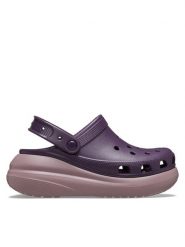 Crocs Klapki Classic Crush Clog 207521 Fioletowy. Fioletowe klapki damskie Crocs, bez wzorów, z tworzywa sztucznego, bez obcasa, bez zapięcia. Za 249.99 zł.