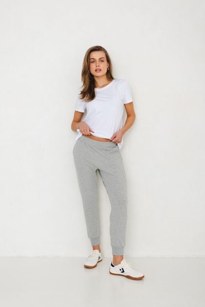 SPODNIE LENA SZARY MELANŻ M - Flawless. Szare spodnie dresowe damskie Flawless, bez wzorów, z bawełny, biznesowe. Za 297.00 zł.