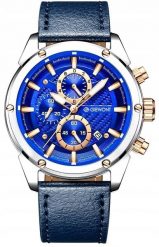 Zegarek Giewont Zegarek Męski Giewont Chronograph Sapphire Srebrno Niebieski GW8810-A2. Niebieskie zegarki męskie Giewont, bez wzorów. Za 221.20 zł.