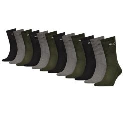 Skarpety sportowe Puma – 12 par – ciemnozielony zestaw. Zielone skarpety męskie Puma, bez wzorów, z bawełny. W wyprzedaży za 216.78 zł.