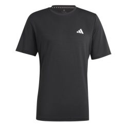 Rozciągliwa koszula adidas Essentials. Czarne koszule męskie Adidas, bez wzorów, sportowe, bez kołnierzyka, bez ramiączek. Za 102.00 zł.