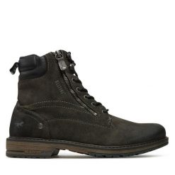 Trzewiki Mustang. Szare botki męskie Mustang, bez wzorów, bez obcasa, bez zapięcia. Za 369.99 zł.