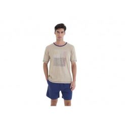 Piżama męska bawełniana rozm. S Gent L251301 beżowa. Brązowe piżamy męskie Massana Homewear, l, bez wzorów, z bawełny, bez kołnierzyka, bez ramiączek, krótkie. Za 192.00 zł.
