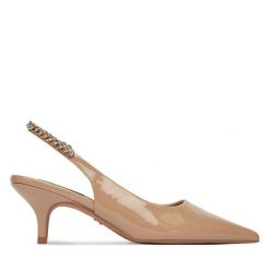 Czółenka Nine West. Brązowe czółenka damskie Nine West, bez wzorów, bez obcasa, bez zapięcia. Za 229.99 zł.