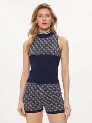 Guess Sweter Lise W3YR26 Z37K0 Granatowy Regular Fit. Niebieskie swetry nierozpinane damskie Guess, s, z aplikacjami, z syntetyku, bez kołnierzyka, bez ramiączek. Za 179.99 zł.
