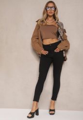 Czarne Jeansy Slim z Bawełną i Wiskozą High Waist Calliran. Czarne jeansy damskie Renee, bez wzorów, z bawełny, eleganckie, z podwyższonym stanem. Za 69.99 zł.