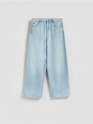 Jeansy baggy - niebieski. Niebieskie jeansy damskie Reserved, bez wzorów, z bawełny. Za 139.99 zł.