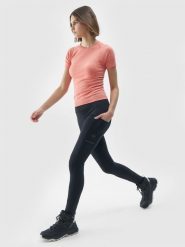 4F Spodnie do biegania w terenie szybkoschnące damskie - czarne S. Czarne spodnie dresowe damskie 4F, bez wzorów, z dzianiny, sportowe, długie. W wyprzedaży za 119.99 zł.