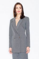 Szara Elegancka Marynarka na Dwa Guziki. Szare marynarki i żakiety damskie Figl, bez wzorów, z elastanu, eleganckie, bez kołnierzyka, bez ramiączek. Za 299.00 zł.