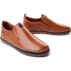 MANITU 630744-21 tan, półbuty/mokasyny męskie. Brązowe półbuty męskie Manitu, bez wzorów, ze skóry, bez obcasa, bez zapięcia. Za 389.90 zł.