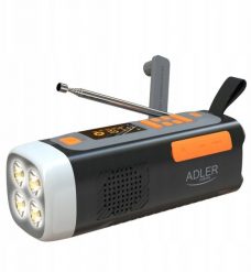 Radio Adler AD 1920 przenośny radio-latarka z funkcją dynamo AD 1920 (5905575910714). Radia Adler. Za 129.43 zł.