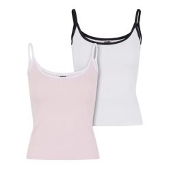 Damski tank top Urban Classics Contrast Basic (x2). Białe topy damskie Urban Classics, bez wzorów, eleganckie, bez kołnierzyka, bez ramiączek. Za 160.50 zł.