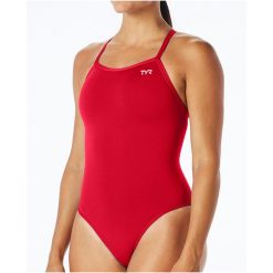 Strój damski jednoczęściowy TYR Solid f diamondfit. Czerwone stroje kąpielowe damskie TYR, bez wzorów. Za 219.99 zł.