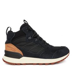 Trekkingi Merrell. Czarne botki męskie Merrell, bez wzorów, sportowe, bez obcasa, bez zapięcia. Za 479.99 zł.