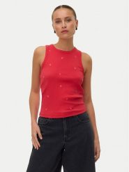 Vero Moda Top Naja 10341964 Czerwony Slim Fit. Czerwone topy damskie Vero Moda, xl, bez wzorów, z bawełny, bez kołnierzyka, bez ramiączek. Za 89.99 zł.