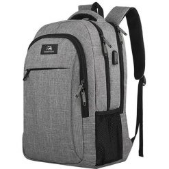 Plecak 28L – 15,6 cala – szary. Czarne plecaki męskie TRAVELHAWK, bez wzorów, z materiału, biznesowe. Za 35.95 zł.