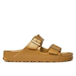 Klapki damskie Birkenstock Arizona Eva. Niebieskie klapki damskie Birkenstock, na lato, bez wzorów, z materiału, bez obcasa, bez zapięcia. Za 335.00 zł.