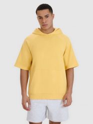 4F Bluza dresowa z krótkim rękawem z kapturem męska - żółta L. Żółte bluzy sportowe męskie 4F, l, bez wzorów, z bawełny, z kapturem. W wyprzedaży za 59.99 zł.