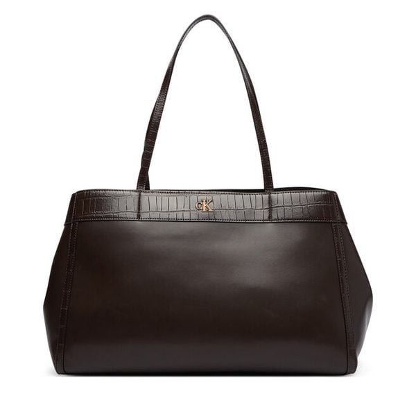 Torebka Calvin Klein. Brązowe shopperki damskie Calvin Klein, bez wzorów, bez dodatków. Za 749.99 zł.