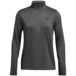 Bluza damska Under Armour Tech 1/2 Zip Solid. Szare bluzy damskie Under Armour, l, bez wzorów, sportowe, bez ramiączek, bez kaptura. Za 139.99 zł.