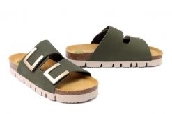 DR. BRINKMANN 700802-07 grun, klapki damskie. Zielone klapki damskie Dr. Brinkmann, bez wzorów, ze skóry, bez obcasa, bez zapięcia. Za 309.90 zł.