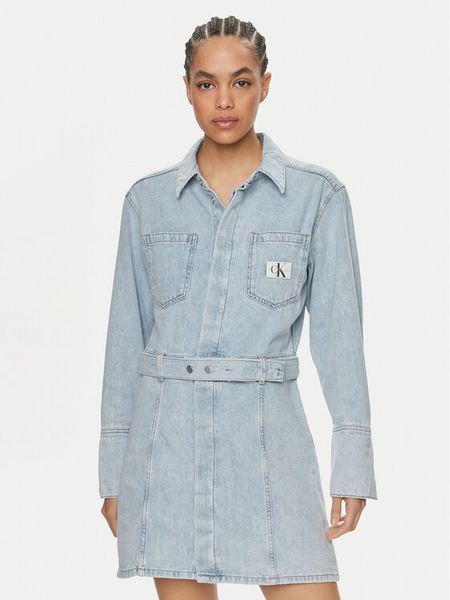 Calvin Klein Jeans Sukienka jeansowa J20J222784 Niebieski Regular Fit. Niebieskie sukienki damskie Calvin Klein Jeans, l, bez wzorów, z bawełny, bez kołnierzyka, bez ramiączek. Za 449.99 zł.