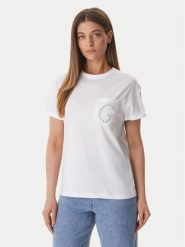 Guess T-Shirt W6GI17 K3037 Biały Regular Fit. Białe t-shirty damskie Guess, xs, z aplikacjami, z bawełny, bez kołnierzyka, bez ramiączek. Za 209.99 zł.