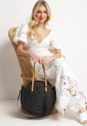 Czarna Okrągła Torebka Typu Shopper z Plecionki z Dodatkowym Paskiem Enirta. Czarne shopperki damskie Born2be, bez wzorów, bez dodatków. Za 99.99 zł.