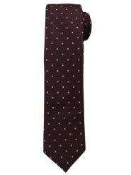 Bordowy Elegancki Krawat w Niebieskie Kropki -Angelo di Monti- 6 cm, Męski, w Groszki. Czerwone krawaty i muchy Angelo di Monti, bez wzorów, eleganckie. Za 45.00 zł.