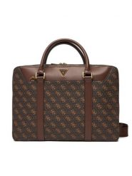 Guess Torba na laptopa Vezzola Smart HMEVZL P3138 Brązowy. Brązowe torby na laptopa damskie Guess, z aplikacjami, ze skóry. Za 449.99 zł.