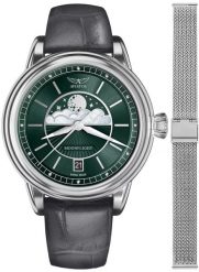 Zegarek damski Aviator V.1.33.0.262.4GM-SET srebrny. Szare zegarki damskie AVIATOR, srebrne. Za 3,116.57 zł.