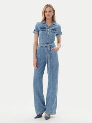 Guess Kombinezon W5GD1B D5O90 Niebieski Regular Fit. Niebieskie sukienki damskie Guess, xs, z aplikacjami, z syntetyku, bez kołnierzyka, bez ramiączek. Za 469.99 zł.