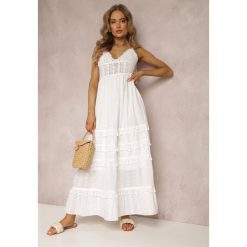 Biała Sukienka Eidameia. Białe sukienki damskie Renee, m, bez wzorów, z koronki, boho, bez kołnierzyka, bez ramiączek, maxi, rozkloszowane. Za 169.99 zł.
