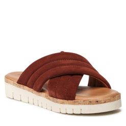 Klapki s.Oliver. Brązowe klapki damskie S.Oliver, bez wzorów, bez obcasa, bez zapięcia. Za 219.99 zł.