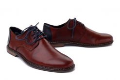 RIEKER 13418-24 brown, półbuty męskie. Brązowe półbuty męskie Rieker, bez wzorów, bez obcasa, bez zapięcia. Za 258.93 zł.