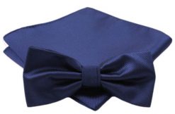 Męska Mucha z Poszetką Alties - Granatowa. Niebieskie krawaty i muchy Alties, bez wzorów, eleganckie. Za 54.00 zł.