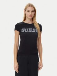 Guess T-Shirt V5GI20 J1314 Czarny Regular Fit. Czarne t-shirty damskie Guess, l, z aplikacjami, z bawełny, bez kołnierzyka, bez ramiączek. Za 119.99 zł.