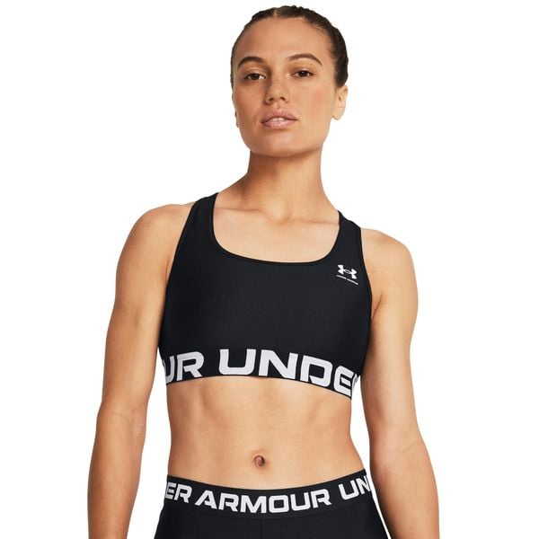 Stanik sportowy HeatGear® Armour Mid Branded. Czarne bielizna sportowa damska Under Armour, xl, bez wzorów. W wyprzedaży za 99.99 zł.