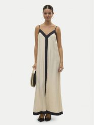 Vero Moda Sukienka letnia Denise 10329793 Beżowy Regular Fit. Brązowe sukienki damskie Vero Moda, na lato, m, bez wzorów, z wiskozy, bez kołnierzyka, bez ramiączek. Za 229.99 zł.