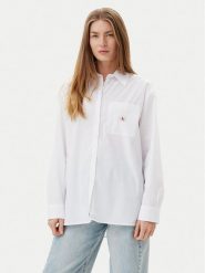 Calvin Klein Jeans Koszula LV047C143G Biały Relaxed Fit. Białe koszule damskie Calvin Klein Jeans, l, bez wzorów, z bawełny, bez kołnierzyka, bez ramiączek. Za 289.99 zł.