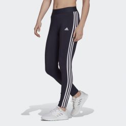 Legginsy LOUNGEWEAR Essentials 3-Stripes. Białe legginsy damskie Adidas, bez wzorów, z bawełny. Za 80.00 zł.