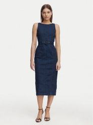 French Connection Sukienka jeansowa 719C7 Niebieski Regular Fit. Niebieskie sukienki damskie French Connection, bez wzorów, z bawełny, bez kołnierzyka, bez ramiączek. Za 526.99 zł.