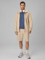 4F Spodenki dresowe męskie - beżowe S. Brązowe szorty męskie 4F, bez wzorów, z dresówki. Za 79.99 zł.