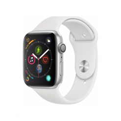 APPLE Watch Series 4 GPS Cellular, 44mm koperta w kolorze srebrnym z paskiem sportowym w kolorze białym. Białe krokomierze Apple. Za 2,322.30 zł.