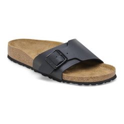 Birkenstock Catalina BS Birko-Flor Klapki damskie. Czarne klapki damskie Birkenstock, bez wzorów, bez obcasa, bez zapięcia. Za 269.99 zł.