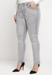 Szare Dopasowane Casualowe Jeansy na Suwak i Guzik Lirienne. Szare jeansy damskie Born2be, bez wzorów, z jeansu, eleganckie. Za 54.99 zł.