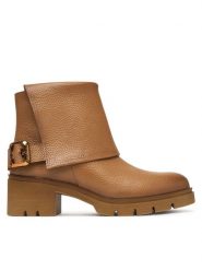 Hispanitas Botki HI265064 Brązowy. Brązowe botki damskie Hispanitas, bez wzorów, ze skóry, bez obcasa, na słupku, bez zapięcia. Za 739.99 zł.