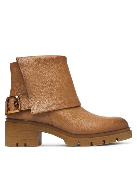 Hispanitas Botki HI265064 Brązowy. Brązowe botki damskie Hispanitas, bez wzorów, ze skóry, bez obcasa, na słupku, bez zapięcia. Za 739.99 zł.
