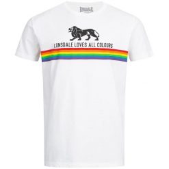 T-shirt o klasycznym kroju Lonsdale Nelson. Białe t-shirty damskie Lonsdale, bez wzorów, z bawełny, klasyczne, bez kołnierzyka, bez ramiączek. Za 191.00 zł.